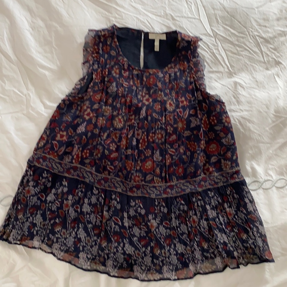 Joie navy floral sleeveless blouse